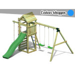 Aire de jeux gaia avec balanoire double - toboggan bleu - fungoo
