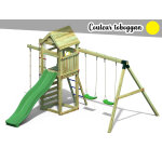 Aire de jeux gaia avec balanoire double - toboggan jaune - fungoo