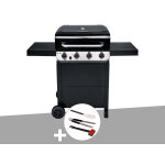 Barbecue  gaz convective 410 b noir + kit 3 ustensiles dbutants - char - broil