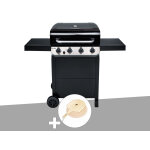 Barbecue  gaz convective 410 b noir + kit pierre a pizza - char - broil