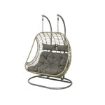 Double fauteuil suspendu ?uf de jardin gris riga - 2 places - jardideco Double fauteuil suspendu ?uf de jardin gris riga - 2 places - jardideco