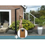 Douche solaire 35 l solaris premium led + plancher solaire bois teck - ubbink