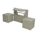 Ensemble de balcon table et pouf ou banc gris java - jardideco