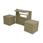 Ensemble de balcon table et pouf ou banc naturel java - jardideco Ensemble de balcon table et pouf ou banc naturel java - jardideco