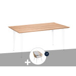 Ensemble repas table de jardin rectangulaire en bois teck maldives avec 4 fauteuils maldive - jardiline ...