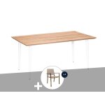 Ensemble repas table de jardin rectangulaire en bois teck maldives avec 4 fauteuils santorin - jardiline ...