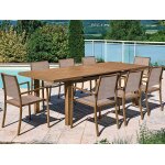 Ensemble repas table rectangulaire extensible en aluminium aspect teck santorin avec 10 fauteuils - jardiline ... Ensemble repas table rectangulaire extensible en aluminium aspect teck santorin avec 10 fauteuils - jardiline ...