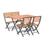 Ensemble table à manger en alu / teck, avec 1 banc et 2 chaises porto - rico - 4 places - jardiline Ensemble table à manger en alu / teck, avec 1 banc et 2 chaises porto - rico - 4 places - jardiline
