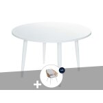 Ensemble de table  manger en alum blanc capri et 4 chaises de jardin comores - jardiline