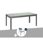 Ensemble table rectangulaire extensible et 10 chaises de jardin en aluminium gris milos anthracite - ... Ensemble table rectangulaire extensible et 10 chaises de jardin en aluminium gris milos anthracite - ...