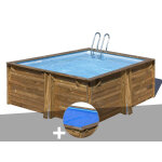 Kit piscine bois gr carra 3, 05 x 3, 05 x 1, 19 m + bche  bulles