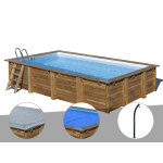 Kit piscine bois gr evora 6, 20 x 4, 20 x 1, 33 m + bche hiver + bche  bulles + douche