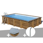 Kit piscine bois gr evora 6, 20 x 4, 20 x 1, 33 m + bche hiver + douche