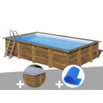 Kit piscine bois gré mango 6, 18 x 3, 20 x 1, 33 m + bâche hiver + bâche à bulles Kit piscine bois gré mango 6, 18 x 3, 20 x 1, 33 m + bâche hiver + bâche à bulles