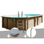 Kit piscine bois gré safran 2 6, 20 x 3, 95 x 1, 36 m + bâche hiver + douche Kit piscine bois gré safran 2 6, 20 x 3, 95 x 1, 36 m + bâche hiver + douche