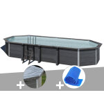 Kit piscine composite gr� avant - garde ovale 8, 04 x 3, 86 x 1, 24 m + b�che hiver + b�che � bulles