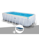 Kit piscine tubulaire intex chevron rectangulaire 4, 00 x 2, 00 x 1, 00 m + bche de protection