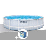 Kit piscine tubulaire intex chevron ronde 4, 88 x 1, 22 m + b�che � bulles