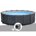 Kit piscine tubulaire intex graphite ronde 4, 78 x 1, 24 m + pompe � chaleur