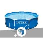 Kit piscine tubulaire intex metal frame ronde 3, 05 x 0, 76 m + b�che � bulles