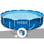 Kit piscine tubulaire intex metal frame ronde 3, 66 x 0, 76 m + b�che � bulles