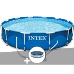 Kit piscine tubulaire intex metal frame ronde 3, 66 x 0, 76 m + b�che de protection