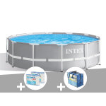 Kit piscine tubulaire intex prism frame ronde 3, 66 x 0, 99 m + b�che � bulles + 6 cartouches de filtration ...