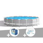 Kit piscine tubulaire intex prism frame ronde 5, 49 x 1, 22 m + bche  bulles + kit d'entretien