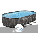 Kit piscine tubulaire ovale bestway power steel dcor bois 6, 10 x 3, 66 x 1, 22 m + kit d'entretien ...