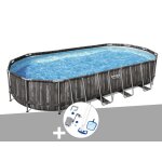 Kit piscine tubulaire ovale bestway power steel dcor bois 7, 32 x 3, 66 x 1, 22 m + kit d'entretien ...