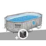 Kit piscine tubulaire ovale bestway power steel swimvista avec hublots 4, 27 x 2, 50 x 1, 00 m + pompe ...