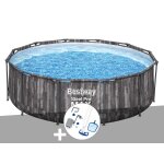 Kit piscine tubulaire ronde bestway steel pro max dcor bois 3, 66 x 1, 00 m + kit d'entretien deluxe ...