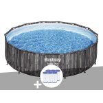 Kit piscine tubulaire ronde bestway steel pro max dcor bois, 4, 27 x 1, 07 m + 6 cartouches de filtration ...