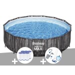 Kit piscine tubulaire ronde bestway steel pro max dcor bois, 4, 27 x 1, 07 m + 6 cartouches de filtration ...
