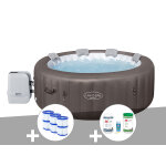 Kit spa gonflable bestway lay - z - spa dominica rond hydrojet 4 / 6 places + 6 filtres + kit de traitement ...