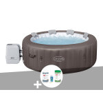 Kit spa gonflable bestway lay - z - spa dominica rond hydrojet 4 / 6 places + kit de traitement au brome ...