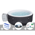 Kit spa gonflable bestway lay - z - spa havana rond airjet 2 / 4 places + ensemble mobilier 4 modules ...