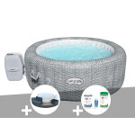 Kit spa gonflable bestway lay - z - spa honolulu rond airjet 4 / 6 places + ensemble mobilier + kit traitement ...