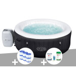 Kit spa gonflable bestway lay - z - spa miami rond airjet 4 places + 6 filtres + kit traitement brome ...