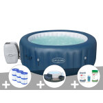 Kit spa gonflable bestway lay - z - spa milan rond airjet plus 4 / 6 places + ensemble mobilier + 6 filtres ...