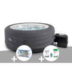 Kit spa gonflable intex purespa access rond bulles 4 places + 6 filtres + kit traitement brome