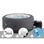 Kit spa gonflable intex purespa access rond bulles 4 places + kit d'entretien + porte - verre + aspirateur ...