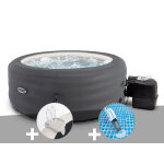 Kit spa gonflable intex purespa access rond bulles 4 places + porte - verre + aspirateur