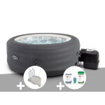Kit spa gonflable intex purespa access rond bulles 4 places + porte - verre + kit traitement brome