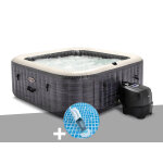Kit spa gonflable intex purespa ardoise carr bulles 4 places + aspirateur