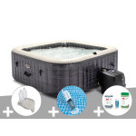 Kit spa gonflable intex purespa ardoise carré bulles 4 places + porte - verre + aspirateur + kit traitement ... Kit spa gonflable intex purespa ardoise carré bulles 4 places + porte - verre + aspirateur + kit traitement ...