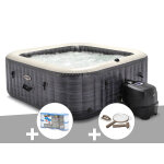 Kit spa gonflable intex purespa ardoise carré bulles 6 places + 6 filtres + kit d'entretien Kit spa gonflable intex purespa ardoise carré bulles 6 places + 6 filtres + kit d'entretien