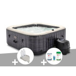 Kit spa gonflable intex purespa ardoise carré bulles 6 places + porte - verre + kit traitement brome Kit spa gonflable intex purespa ardoise carré bulles 6 places + porte - verre + kit traitement brome