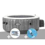 Kit spa gonflable intex purespa baltik rond bulles 4 places + 6 filtres + aspirateur