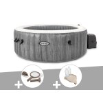 Kit spa gonflable intex purespa baltik rond bulles 4 places + kit d'entretien + porte - verre